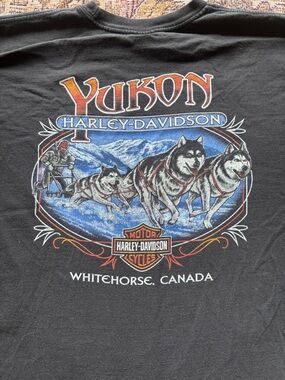 Harley-Davidson Yukon Whitehorse Canada Wolf Sled Graphic T-Shirt Black
